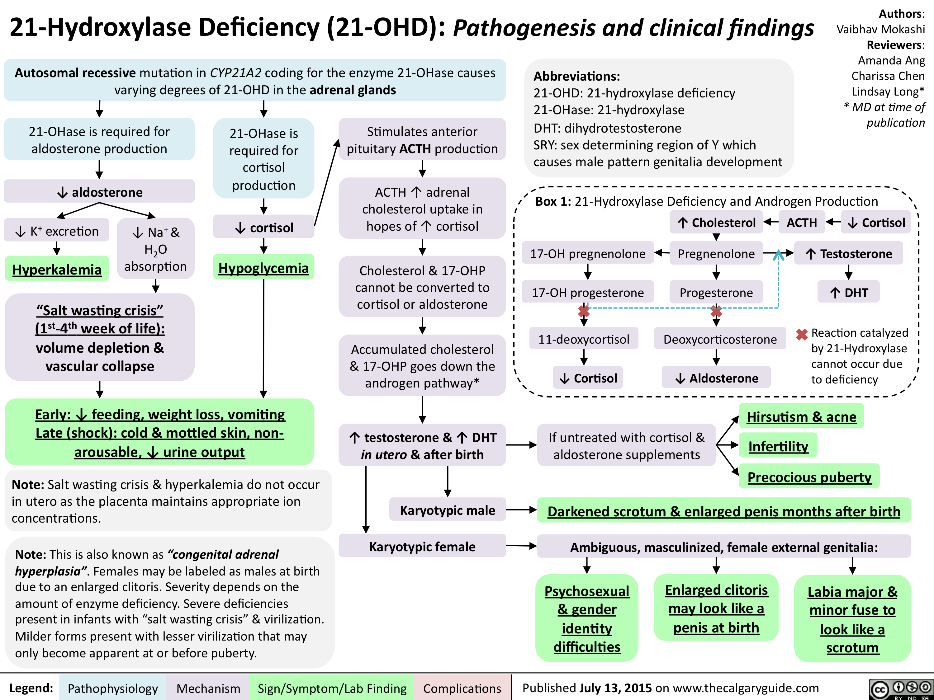 21 Hydroxylase Deficiency 21 OHD Pathogenesis And Clinical Findings 
