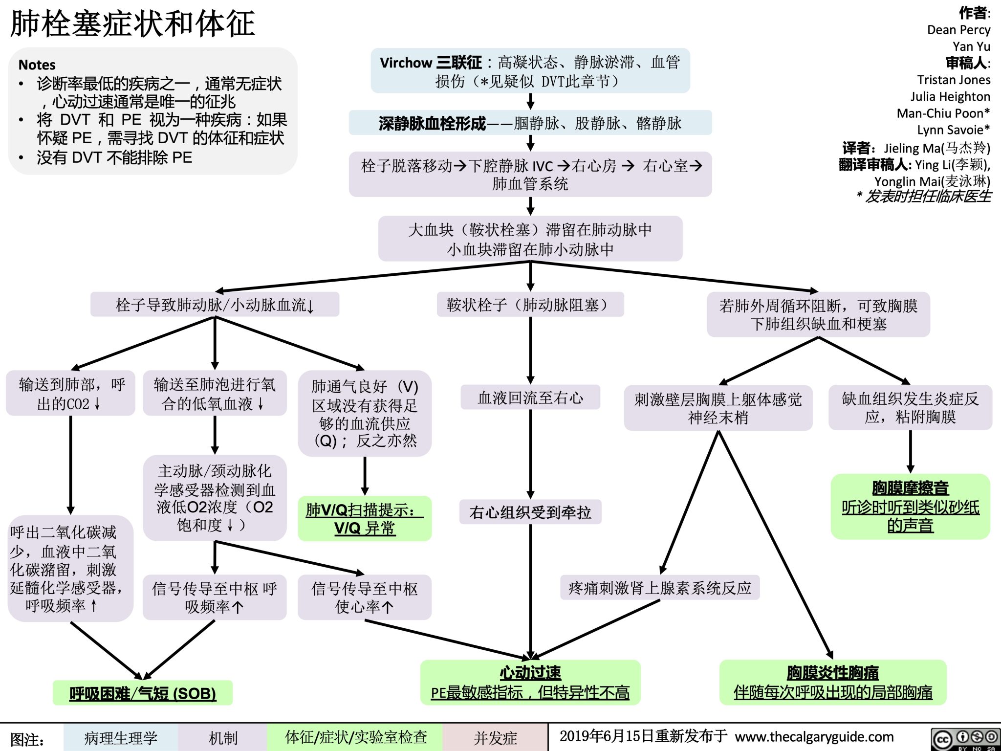 肺栓塞症状和体征 Calgary Guide