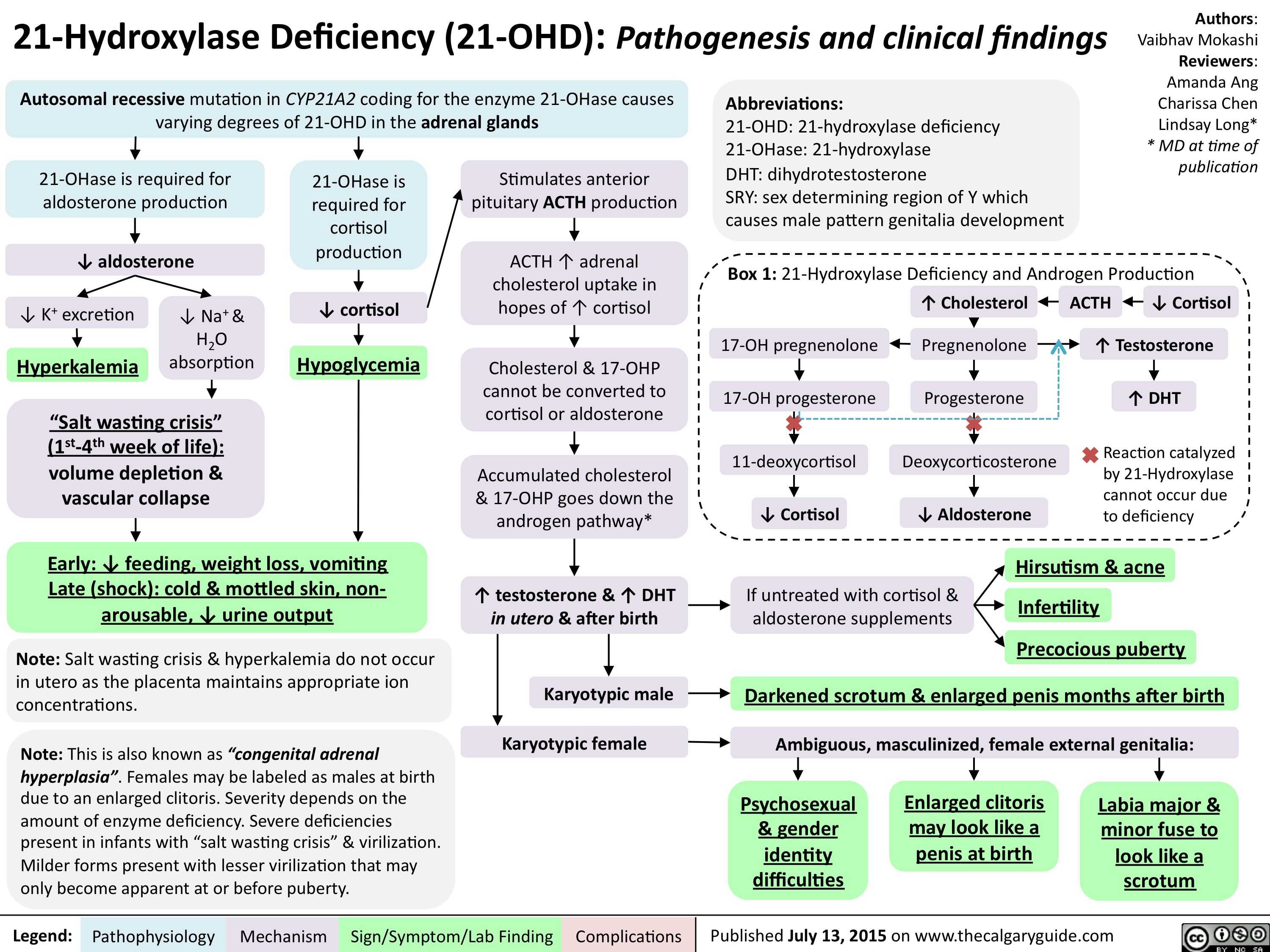 presentation of 21 hydroxylase deficiency