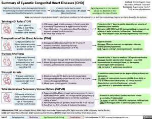 Summary of Cyanotic Congenital Heart Diseases